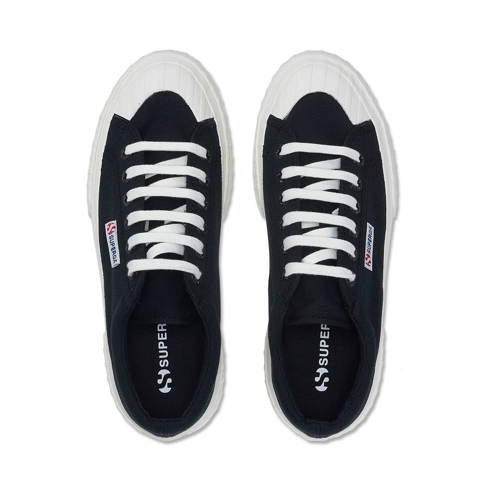 Superga 2631 Stripe Platform Black Low Top Sneakers - Women's Sneakers USA | US0324423